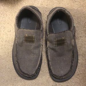 Sanuk brown canvas slip-on loafer